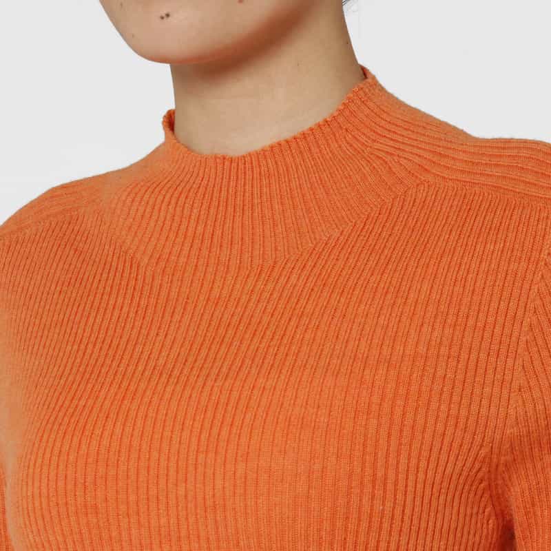 BARNEYS NEW YORK ウール素材 モックネック リブニットプルオーバー ORANGE