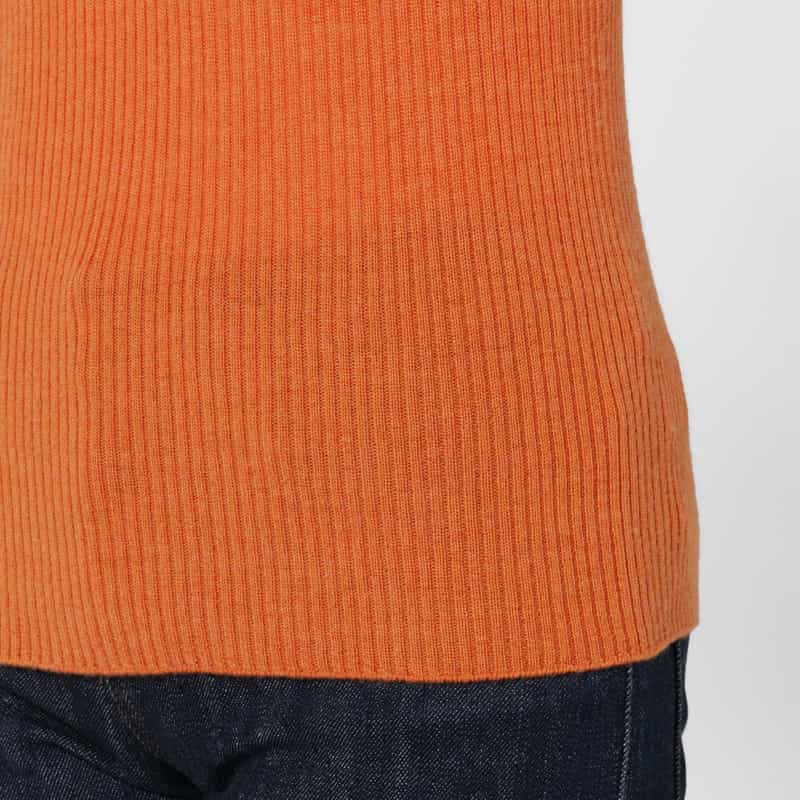 BARNEYS NEW YORK ウール素材 モックネック リブニットプルオーバー ORANGE