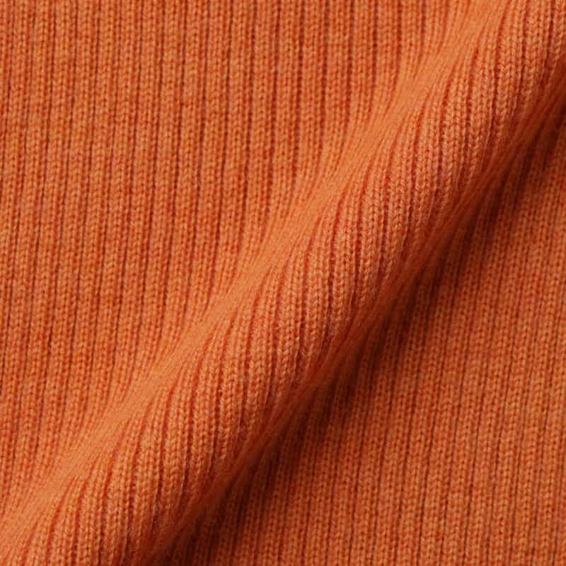 BARNEYS NEW YORK ウール素材 モックネック リブニットプルオーバー ORANGE
