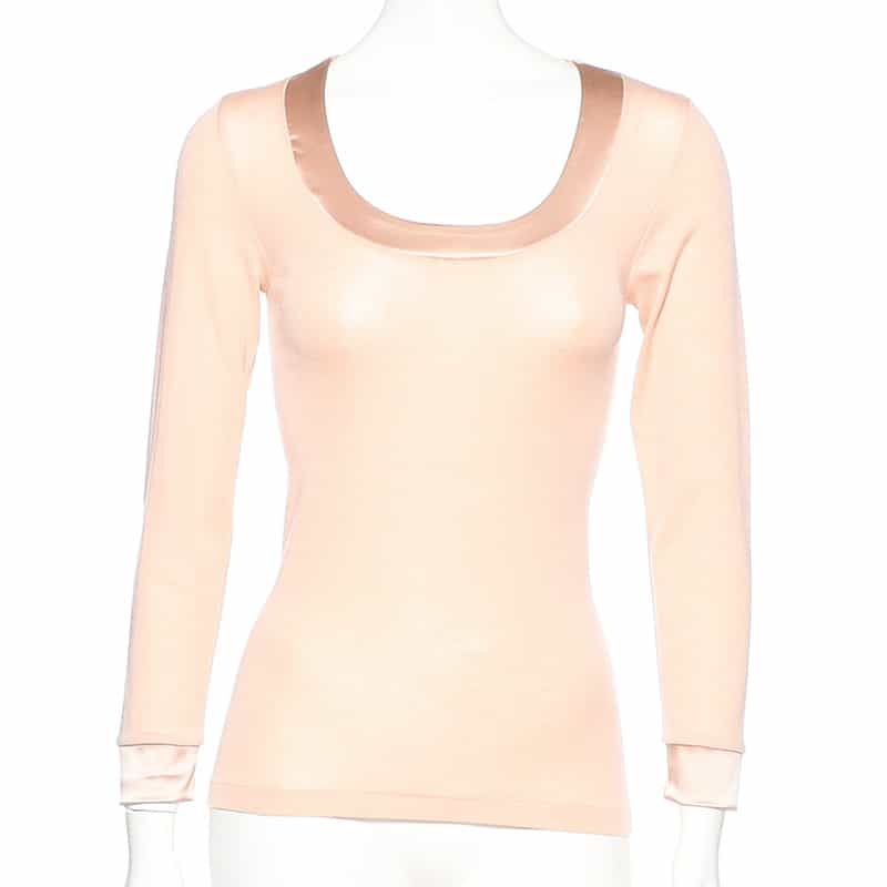 OSCALITO ウールシルクサテントリムプルオーバー BEIGE