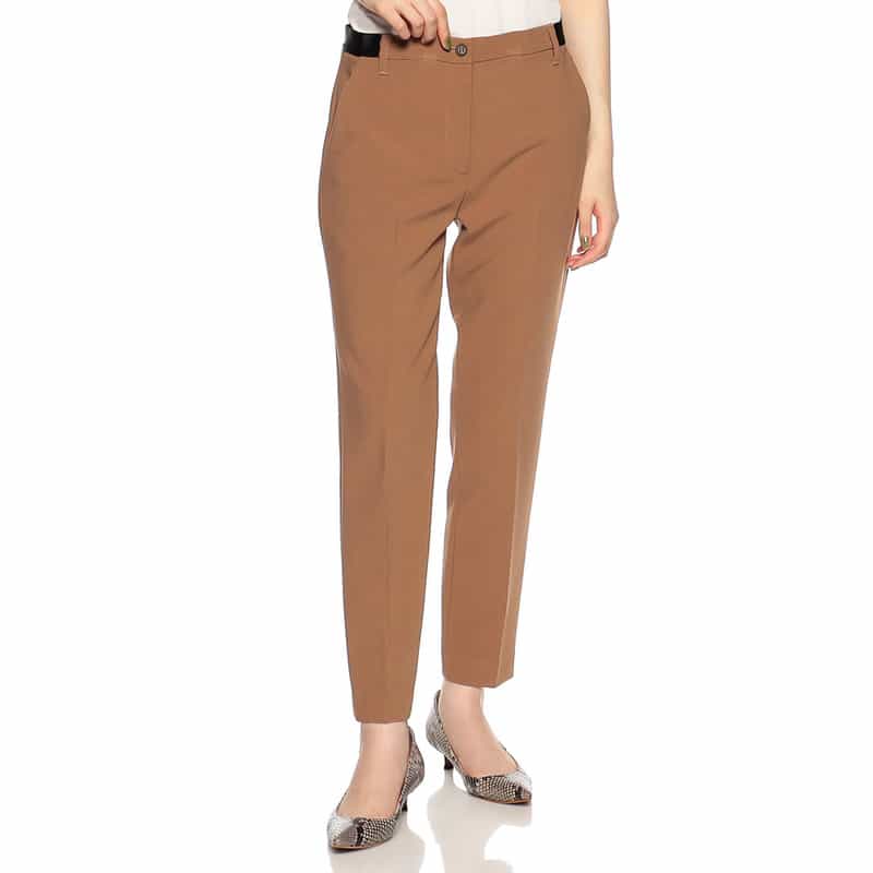 BARNEYS NEW YORK ウォッシャブルバックウエストゴムパンツ CAMEL