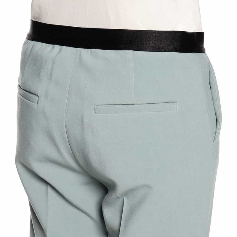 BARNEYS NEW YORK ウォッシャブルバックウエストゴムパンツ BLUE GREEN