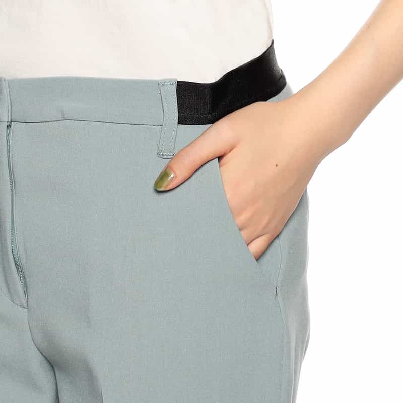 BARNEYS NEW YORK ウォッシャブルバックウエストゴムパンツ BLUE GREEN