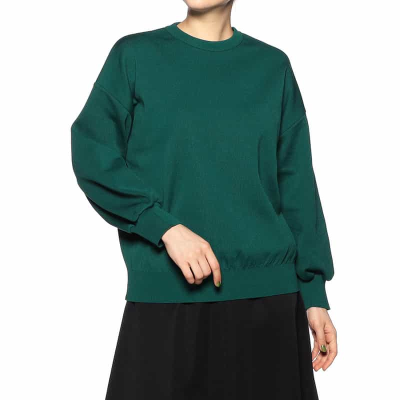 BARNEYS NEW YORK ウォッシャブルクルーネックニットプルオーバー GREEN