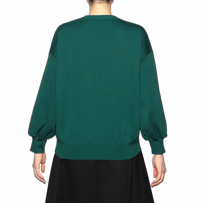 BARNEYS NEW YORK ウォッシャブルクルーネックニットプルオーバー GREEN