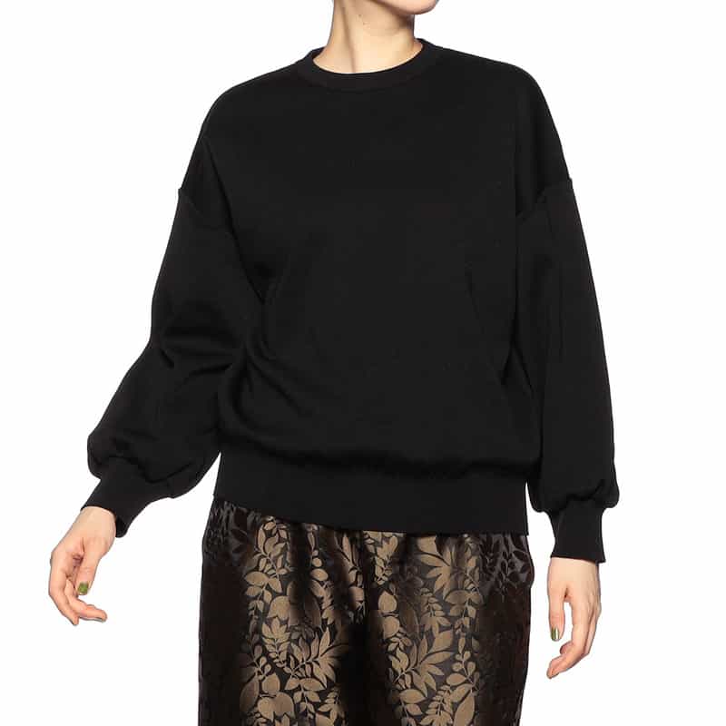 BARNEYS NEW YORK ウォッシャブルクルーネックニットプルオーバー BLACK