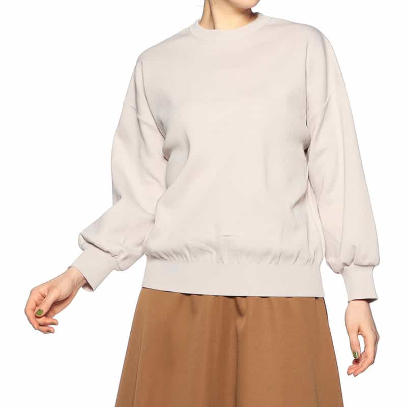 BARNEYS NEW YORK ウォッシャブルクルーネックニットプルオーバー GRAY BEIGE