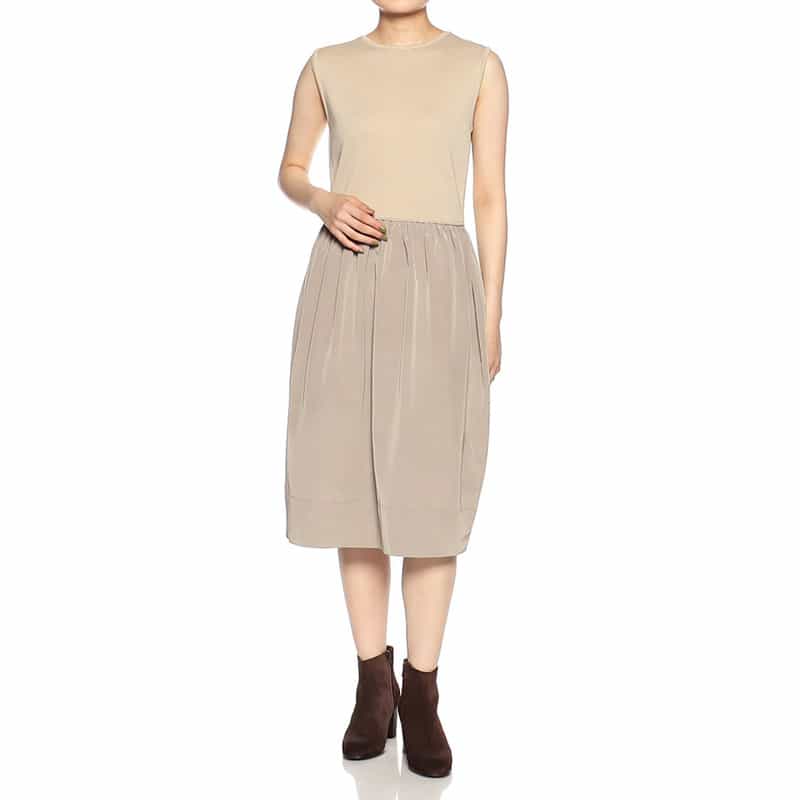 BARNEYS NEW YORK コンビネーション切替ドレス GRAY BEIGE