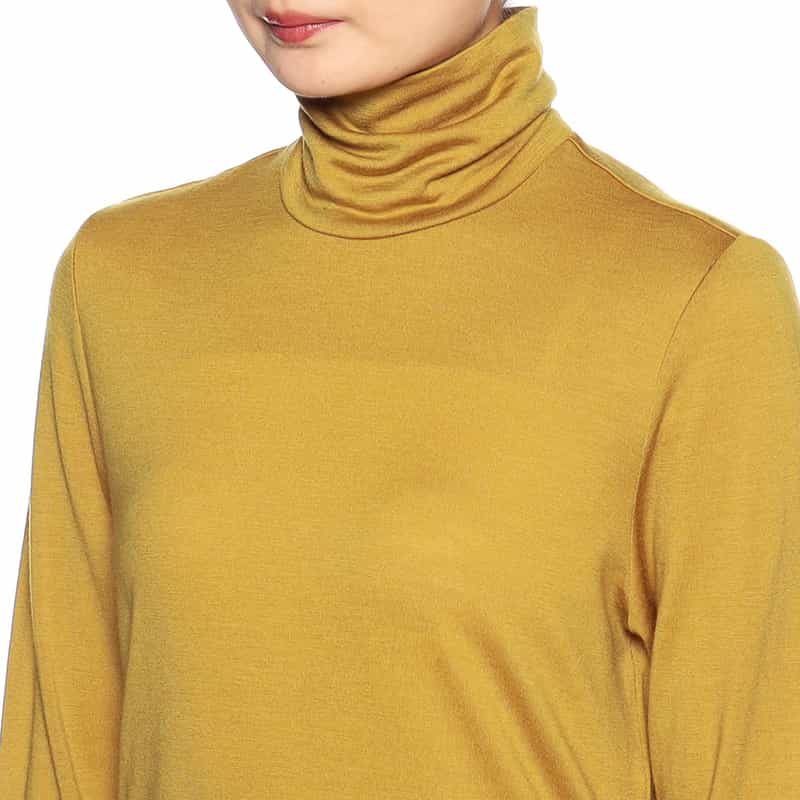 BARNEYS NEW YORK ウォッシャブルウールタートルネックニットプルオーバー MUSTARD