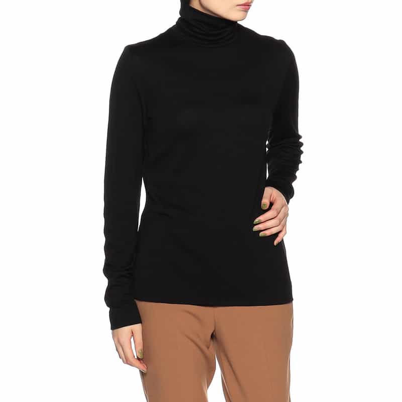 BARNEYS NEW YORK ウォッシャブルウールタートルネックニットプルオーバー BLACK