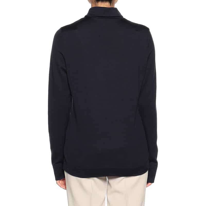BARNEYS NEW YORK ウォッシャブルウール襟付きニットプルオーバー NAVY