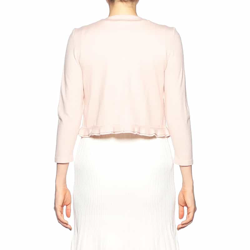 BARNEYS NEW YORK ウォッシャブルヘムフリルショートニットカーディガン LIGHT PINK