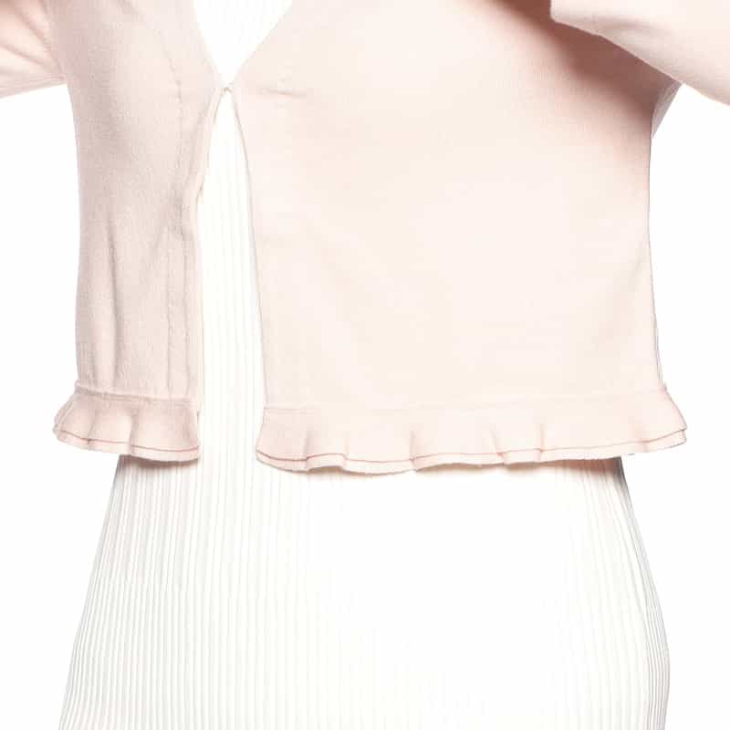 BARNEYS NEW YORK ウォッシャブルヘムフリルショートニットカーディガン LIGHT PINK