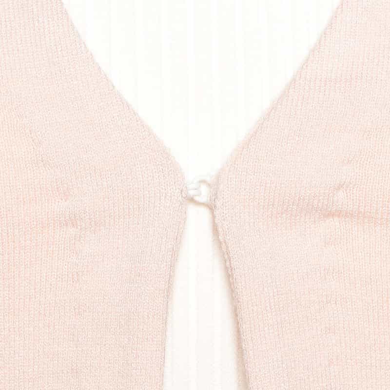 BARNEYS NEW YORK ウォッシャブルヘムフリルショートニットカーディガン LIGHT PINK