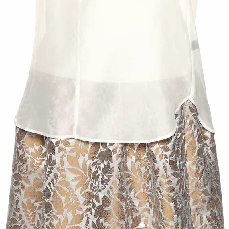 BARNEYS NEW YORK ウォッシャブルスタンドカラーボリュームシアーブラウス（キャミソール付き） WHITE