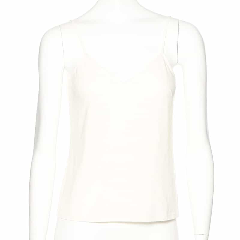 BARNEYS NEW YORK ウォッシャブルスタンドカラーボリュームシアーブラウス（キャミソール付き） WHITE