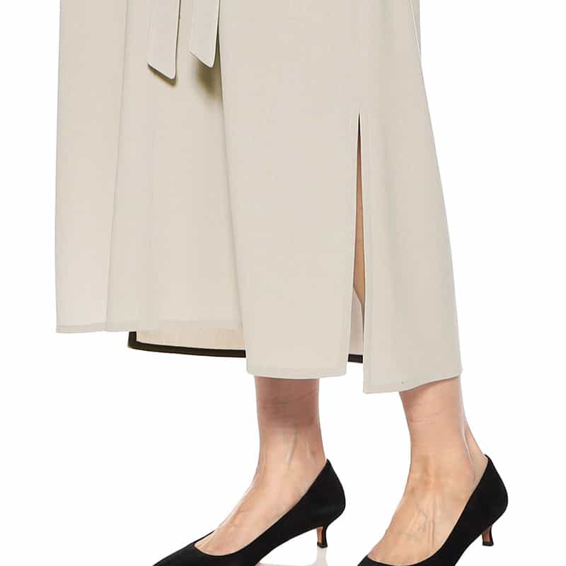 BARNEYS NEW YORK チョークストライプ柄スリットIラインドレス GRAY BEIGE