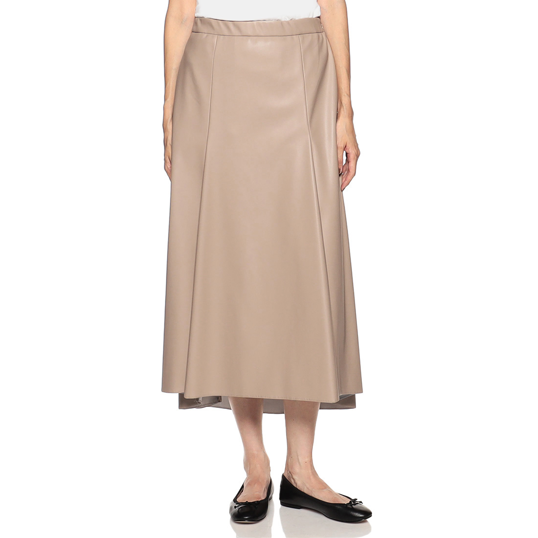 ウォッシャブルエコレザーフレアスカート