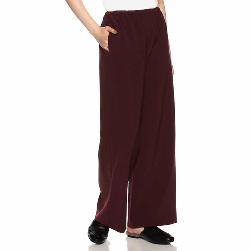 BARNEYS NEW YORK ウォッシャブルエラスティックワイドパンツ WINE