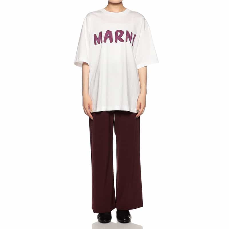 BARNEYS NEW YORK ウォッシャブルエラスティックワイドパンツ WINE