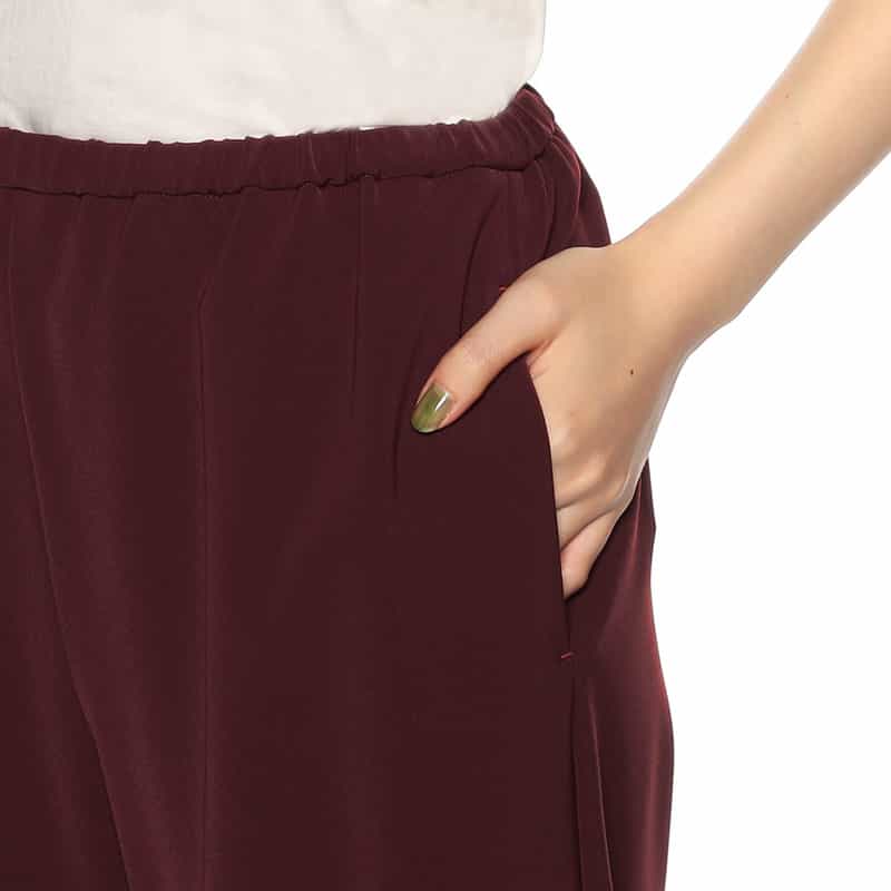 BARNEYS NEW YORK ウォッシャブルエラスティックワイドパンツ WINE