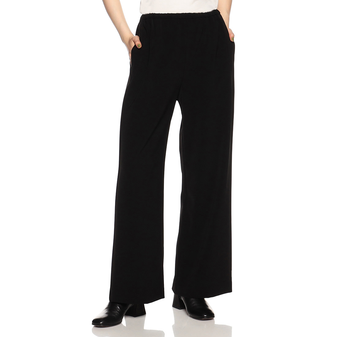 ウォッシャブルエラスティックワイドパンツ