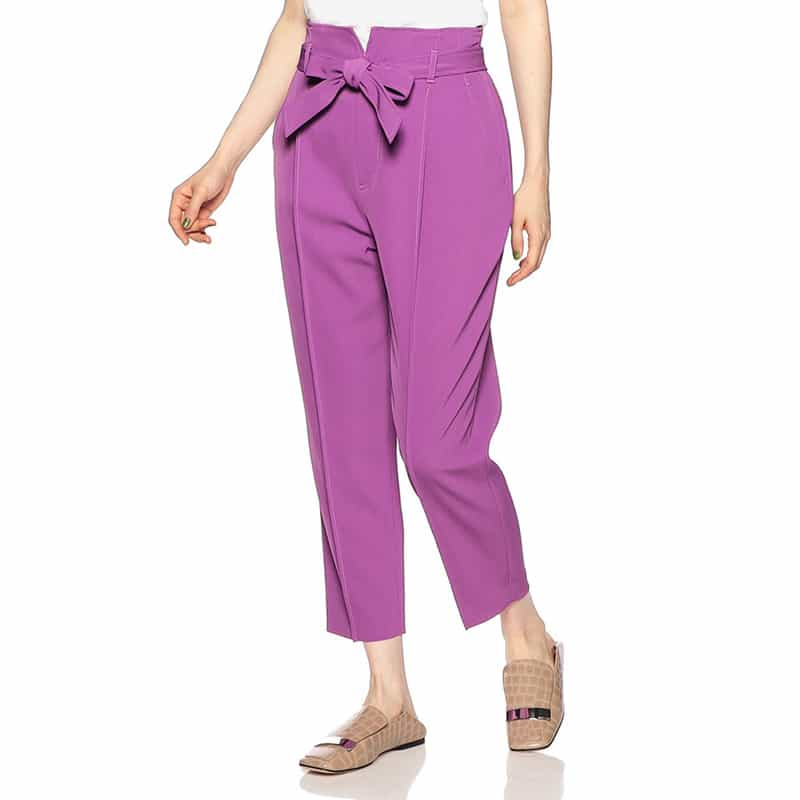 BARNEYS NEW YORK ウォッシャブルベルテッドタッククロップドパンツ PURPLE