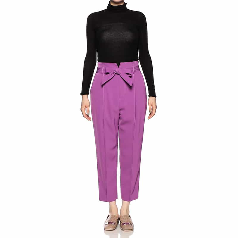 BARNEYS NEW YORK ウォッシャブルベルテッドタッククロップドパンツ PURPLE