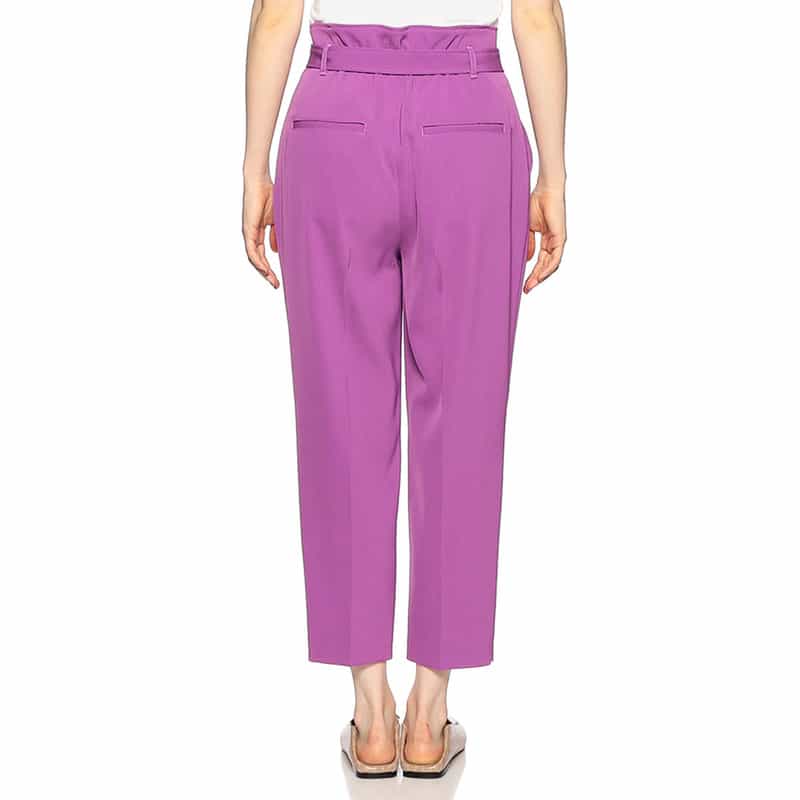 BARNEYS NEW YORK ウォッシャブルベルテッドタッククロップドパンツ PURPLE