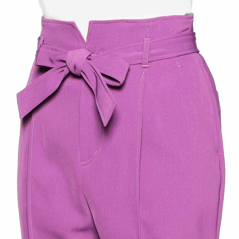 BARNEYS NEW YORK ウォッシャブルベルテッドタッククロップドパンツ PURPLE