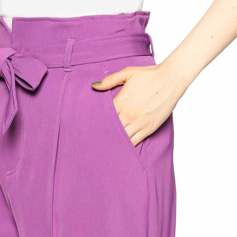 BARNEYS NEW YORK ウォッシャブルベルテッドタッククロップドパンツ PURPLE