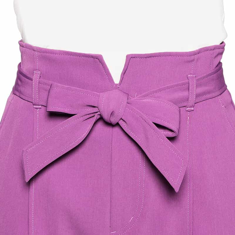 BARNEYS NEW YORK ウォッシャブルベルテッドタッククロップドパンツ PURPLE