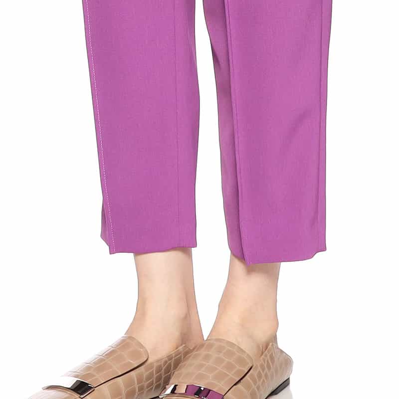 BARNEYS NEW YORK ウォッシャブルベルテッドタッククロップドパンツ PURPLE