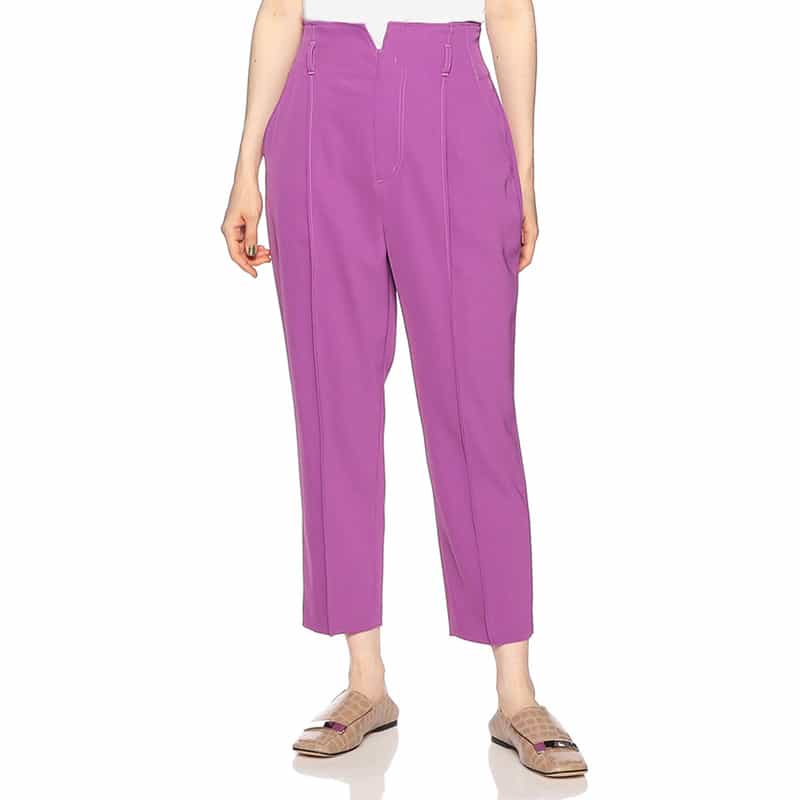 BARNEYS NEW YORK ウォッシャブルベルテッドタッククロップドパンツ PURPLE