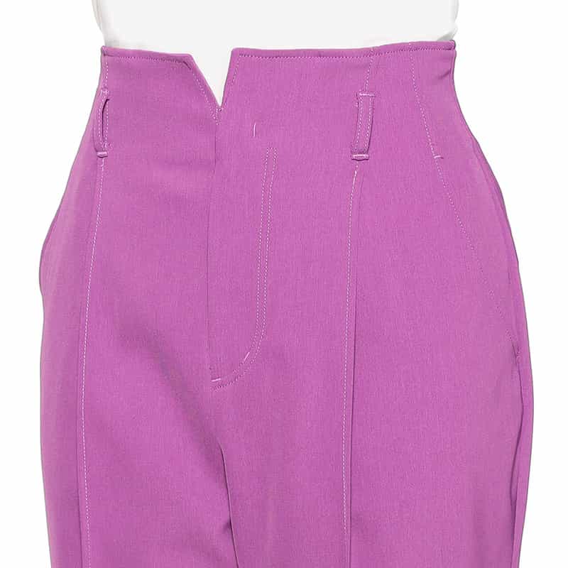 BARNEYS NEW YORK ウォッシャブルベルテッドタッククロップドパンツ PURPLE