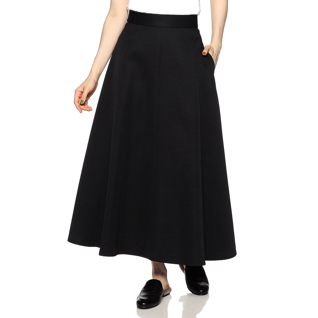 ウォッシャブルボリュームフレアロングスカート