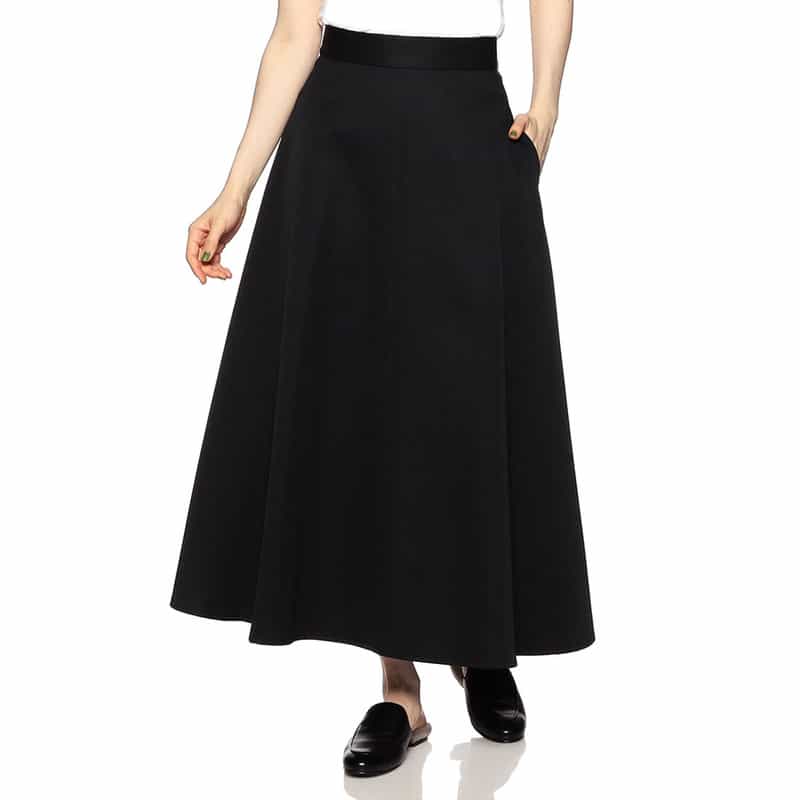 BARNEYS NEW YORK ウォッシャブルボリュームフレアロングスカート NAVY