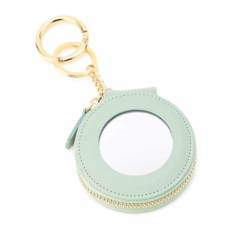 BARNEYS NEW YORK ミラー付きロゴ入りマルチケースチャーム LIGHT GREEN