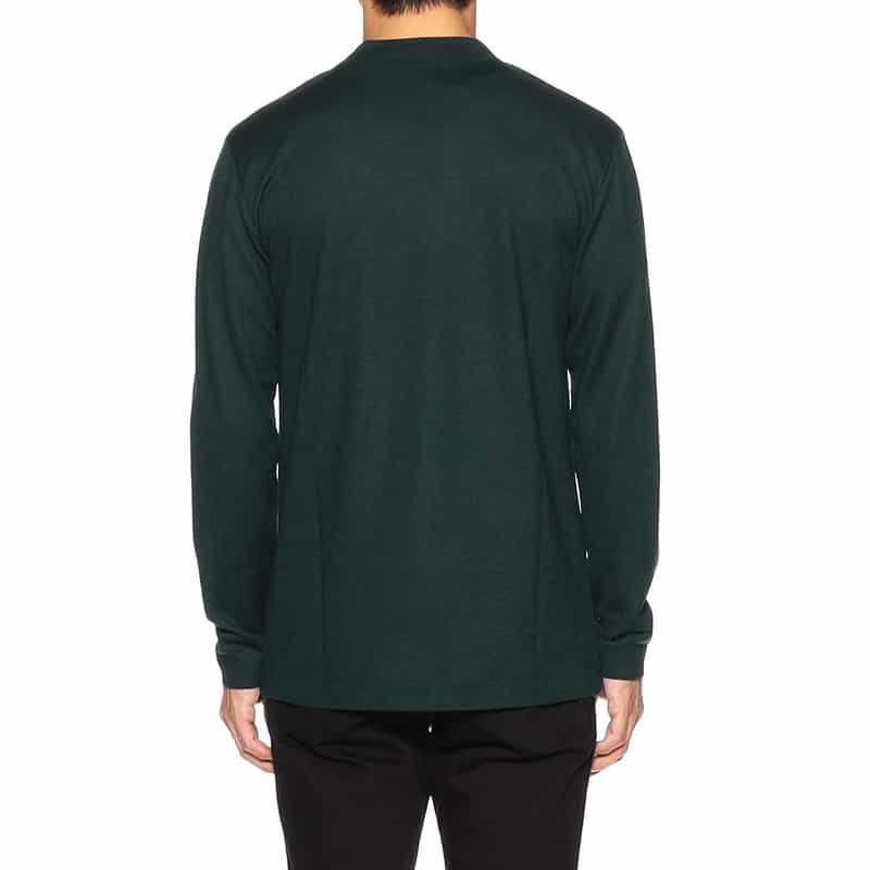 BARNEYS NEW YORK ウォッシャブルウールモックネックTシャツ DARK GREEN