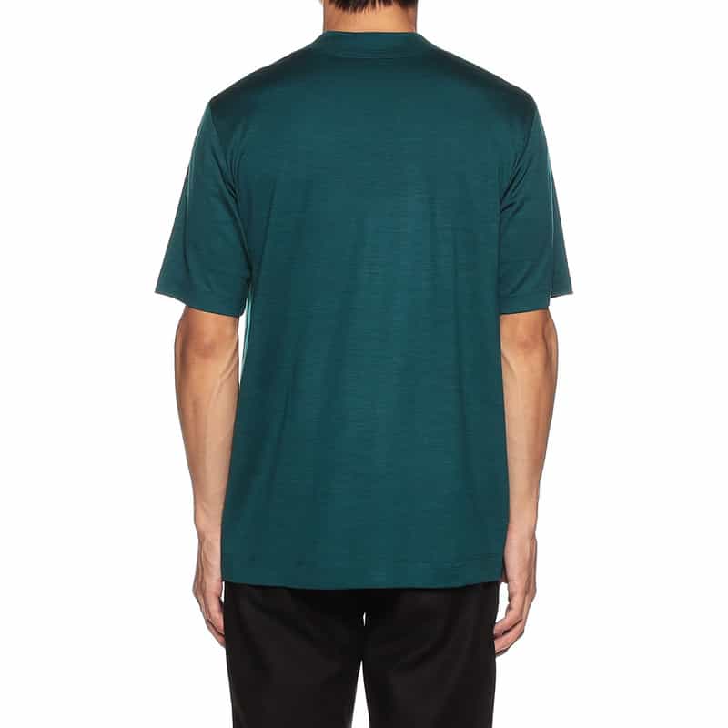 BARNEYS NEW YORK ウォッシャブルウールモックネックTシャツ GREEN