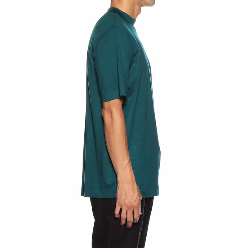 BARNEYS NEW YORK ウォッシャブルウールモックネックTシャツ GREEN