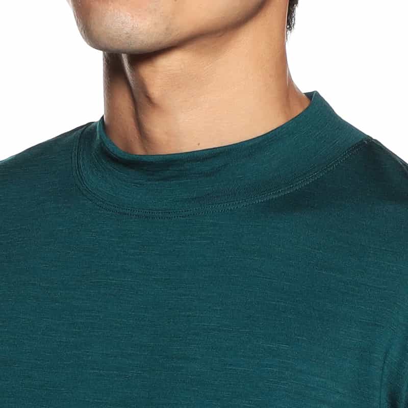BARNEYS NEW YORK ウォッシャブルウールモックネックTシャツ GREEN
