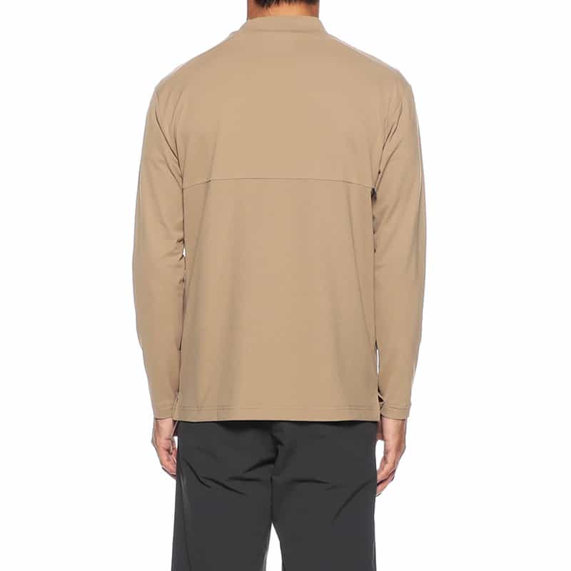 BARNEYS NEW YORK メッシュ切替モックネックストレッチカットソー BEIGE