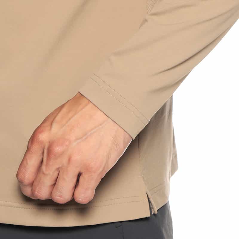 BARNEYS NEW YORK メッシュ切替モックネックストレッチカットソー BEIGE