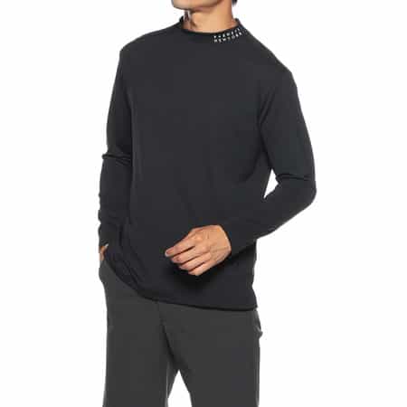 メッシュ切替モックネックストレッチカットソー