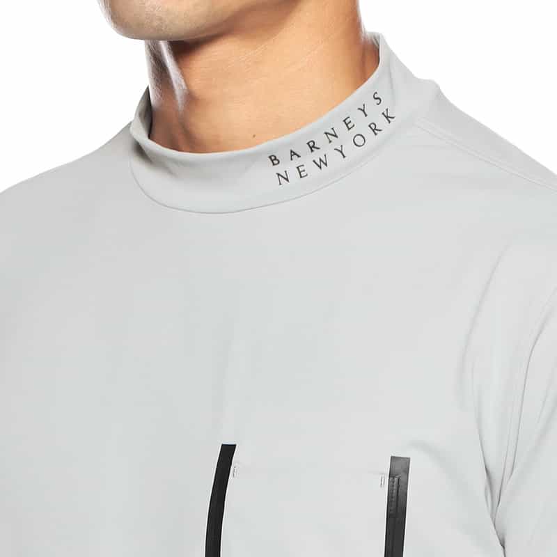 BARNEYS NEW YORK モックネックストレッチカットソー GRAY