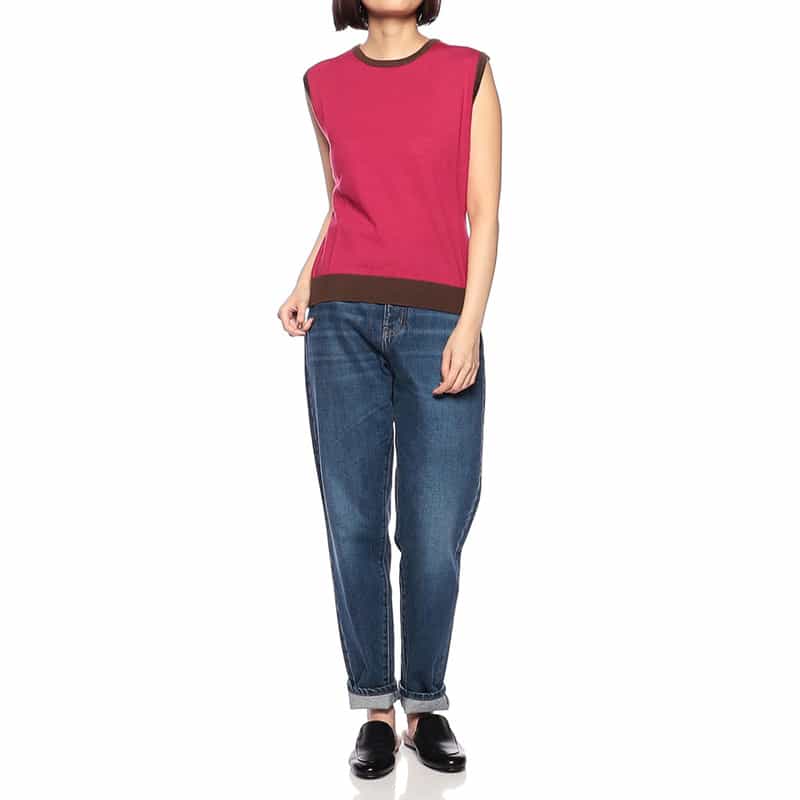 BARNEYS NEW YORK ウォッシャブルウールノースリーブニット PINK