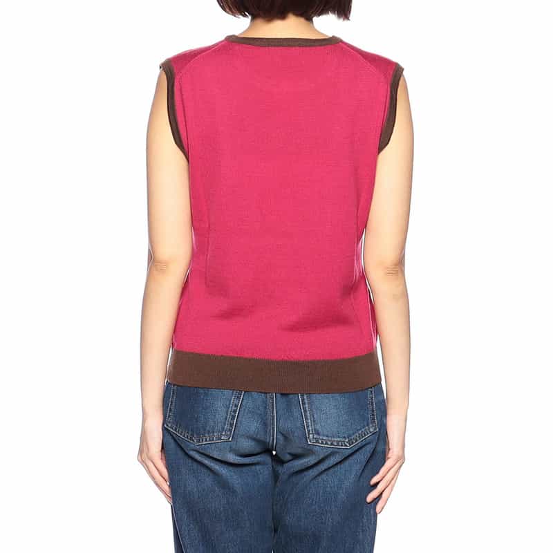 BARNEYS NEW YORK ウォッシャブルウールノースリーブニット PINK