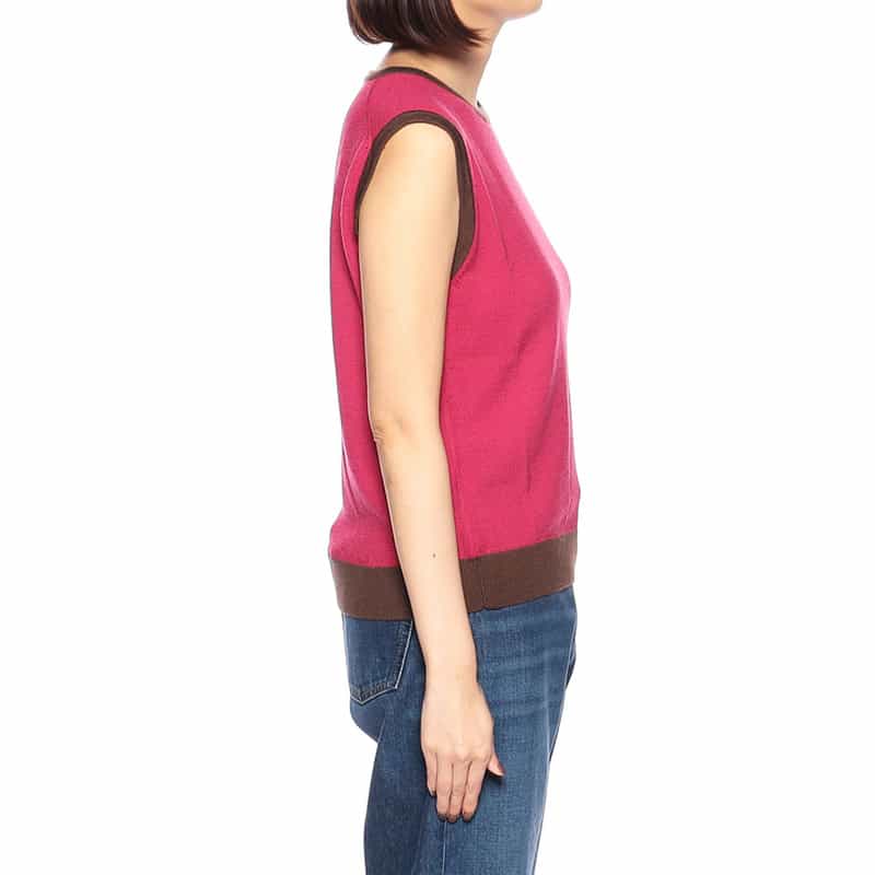 BARNEYS NEW YORK ウォッシャブルウールノースリーブニット PINK