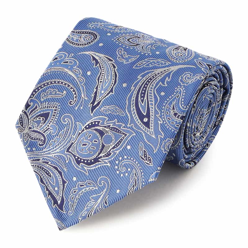 GIANNI FONTANA ノヴェピエゲペイズリー柄タイ LIGHT BLUE